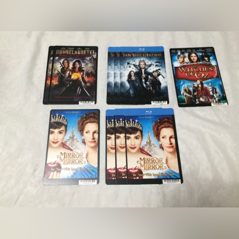 10 Blockbuster Fantasy Movie Memorabilia DVD Movie Backer Cards Snow White, etc